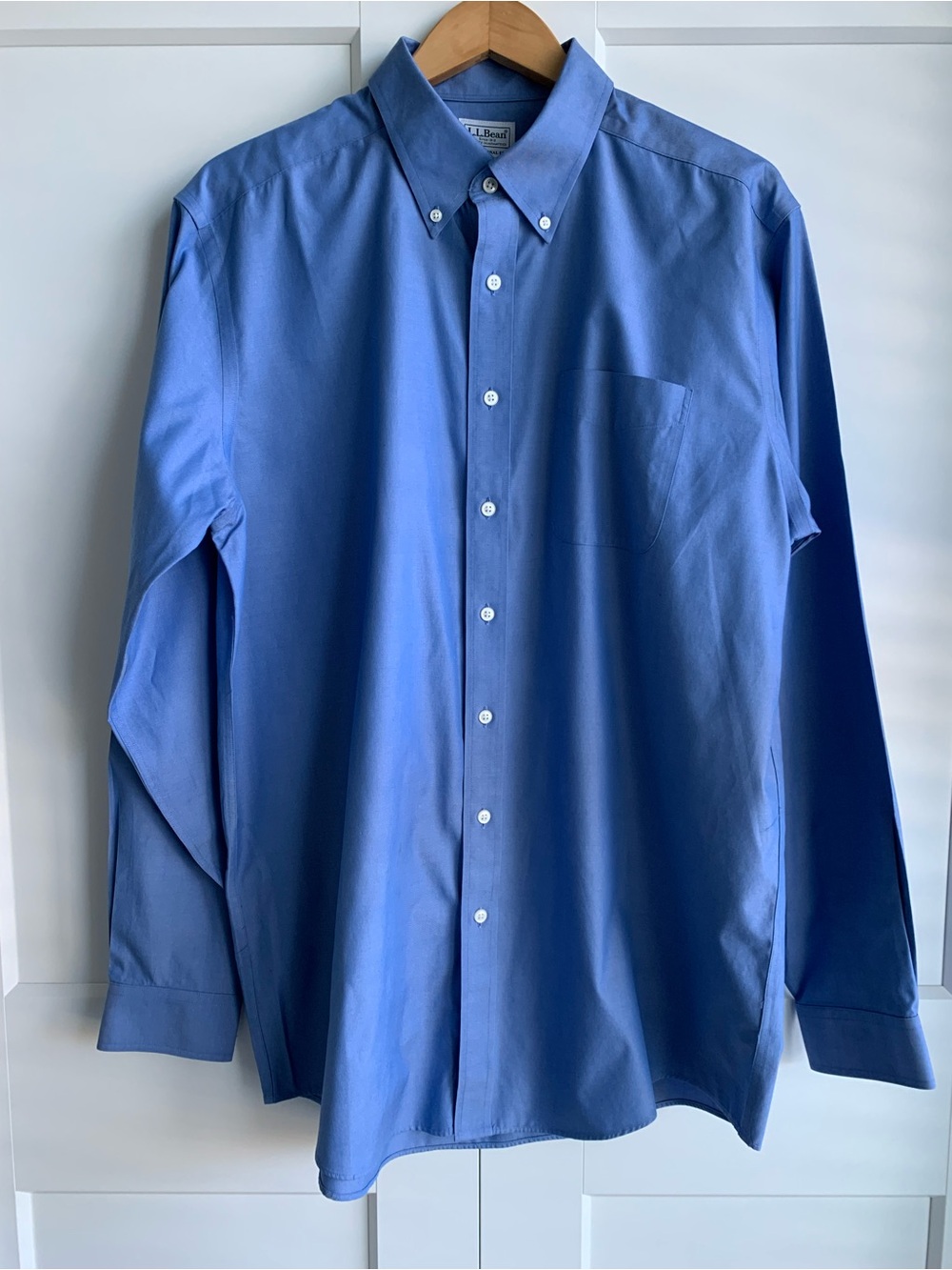 L L bean Men's Blue Button-Down Dress Shirt